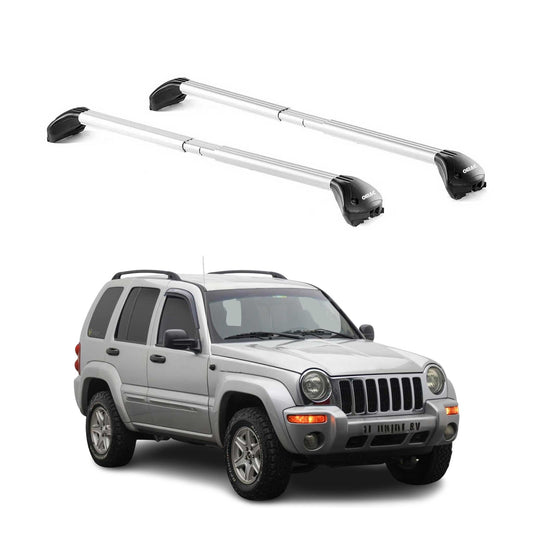 Dachträger Grundtäger für Jeep Cherokee KJ 2002-2007 100kg Alu Silber 2 tlg ABE