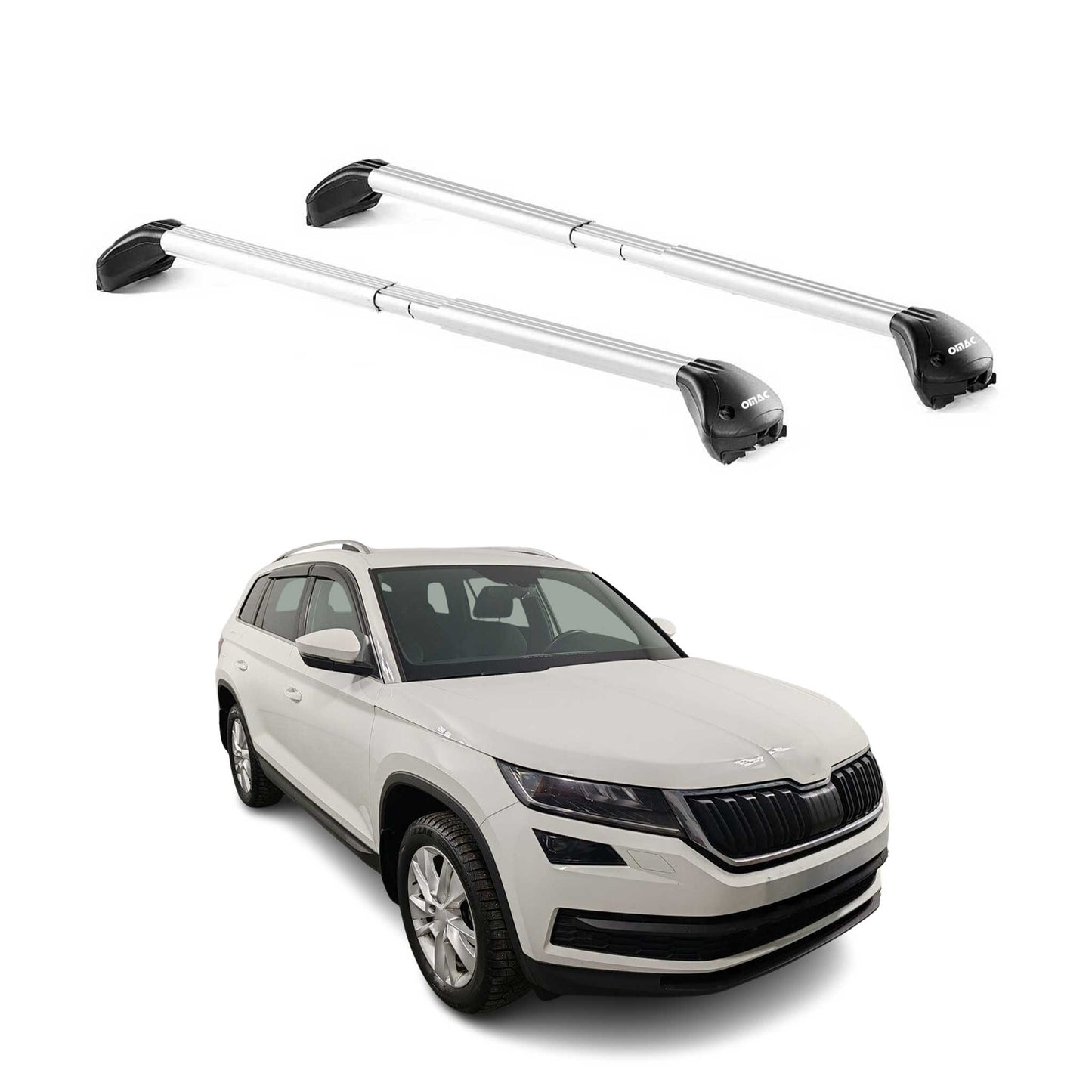 Portbagaj de plafon pentru Skoda Kodiaq 2016-2024 5 uși 100 kg aluminiu argintiu 2x ABE