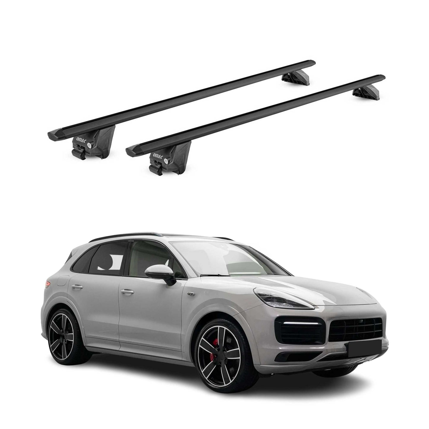 Portbagaj de plafon pentru Porsche Cayenne 2018-2025, 100 kg, aluminiu, negru, 2 piese, omologat ABE