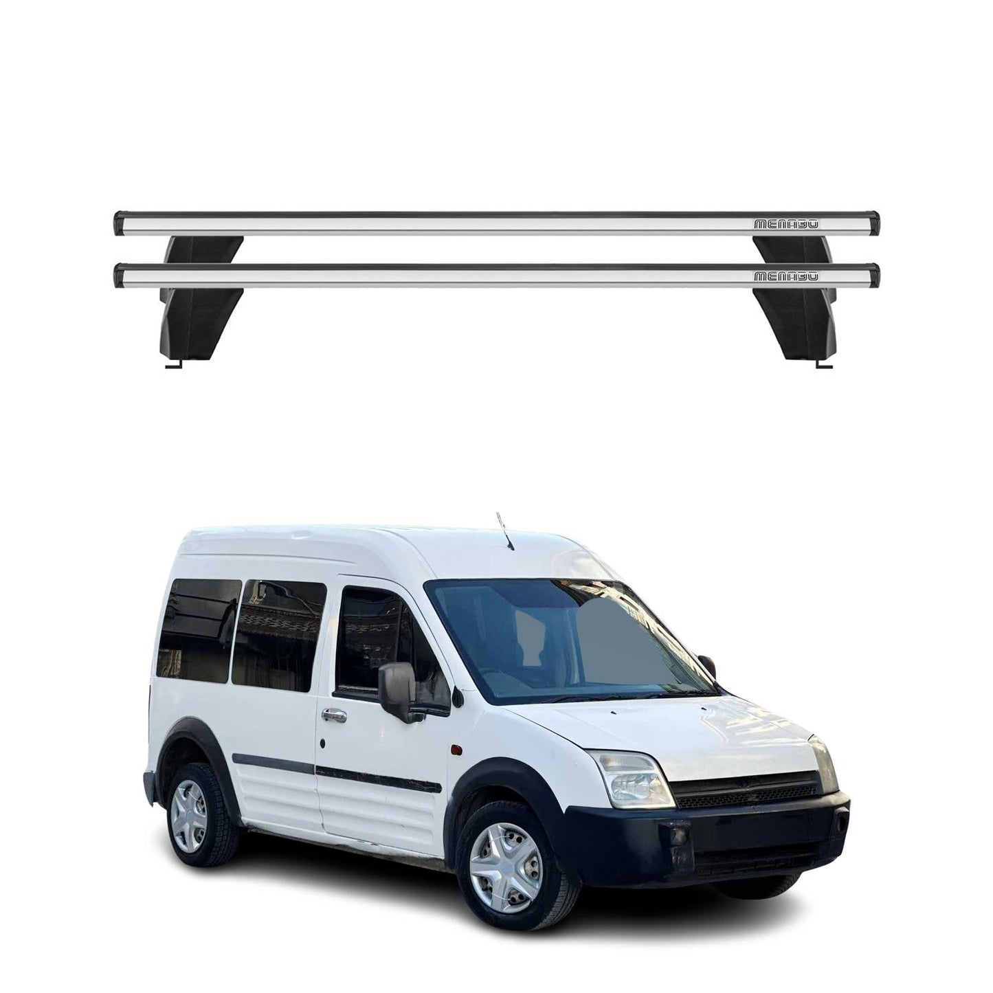 Menabo Dachträger Grundtäger für Ford Connect Transit 2002-2013 75kg Alu Grau 2x