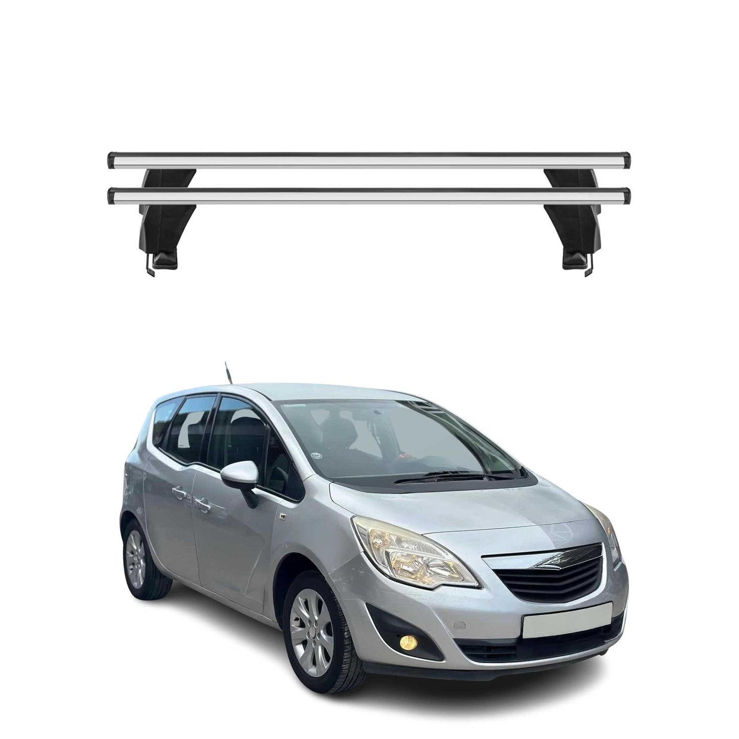 Menabo Dachträger Grundtäger für Opel Meriva 2010-2017 50kg Alu Silber 2 tlg