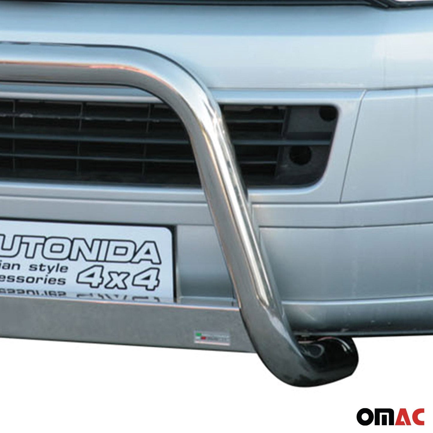 Bară de protecție față din oțel inoxidabil, bară de protecție față, finisaj lucios, pentru VW T5 2010-2021, gri, Ø 63 mm