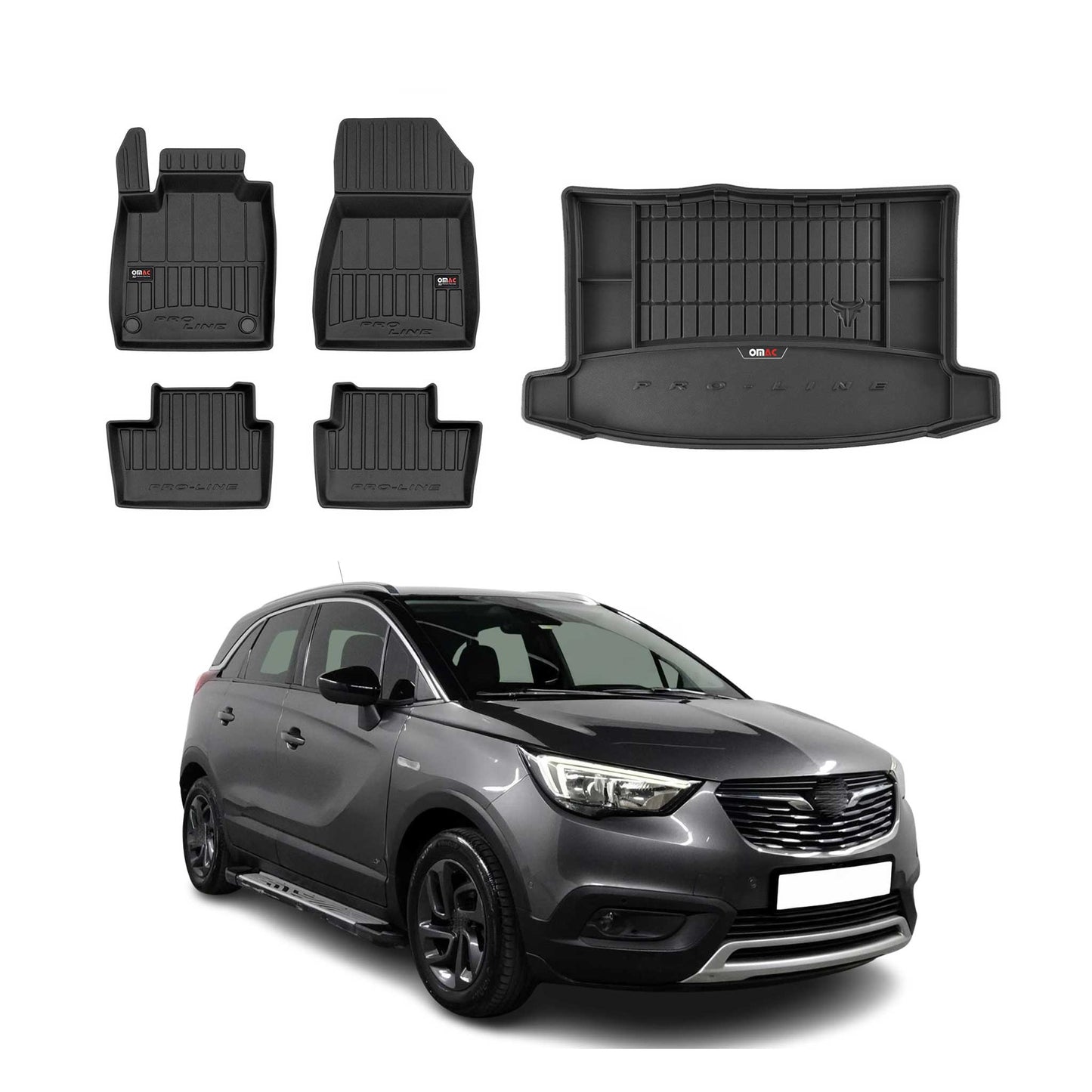 OMAC Fußmatten & Kofferraumwanne Set für Opel Grandland X 2017-2025 Gummi 5x