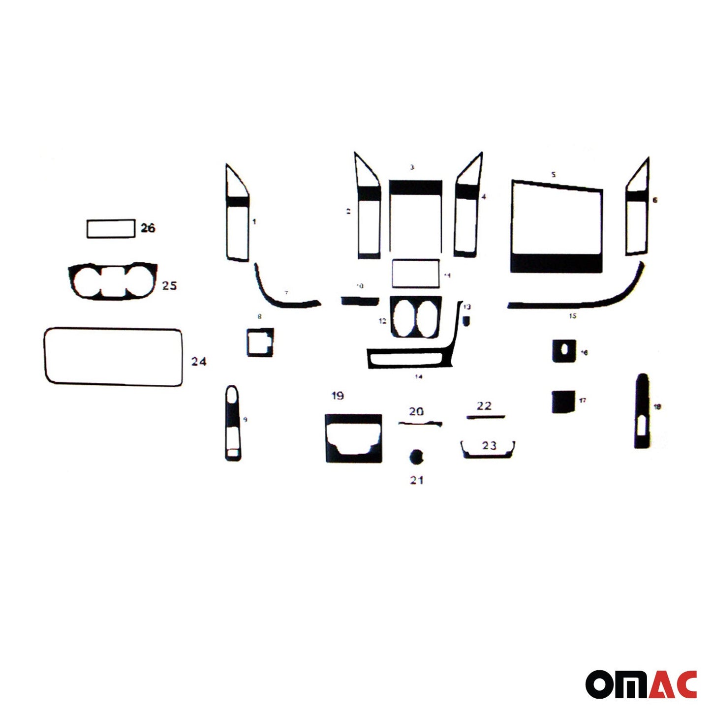 Ornamente interioare cockpit pentru Fiat Ducato 2015-2025, aspect carbon, 26 bucăți