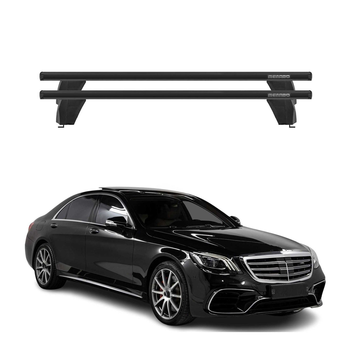 Menabo Dachträger für Mercedes S Klasse W222 2013-2020 75kg Alu Schwarz 2x