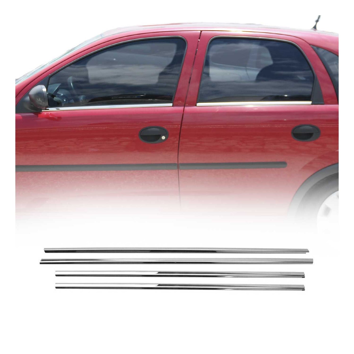 Fensterleisten Zierleisten für Opel Corsa C 2000-2006 Edelstahl Chrom 4tlg
