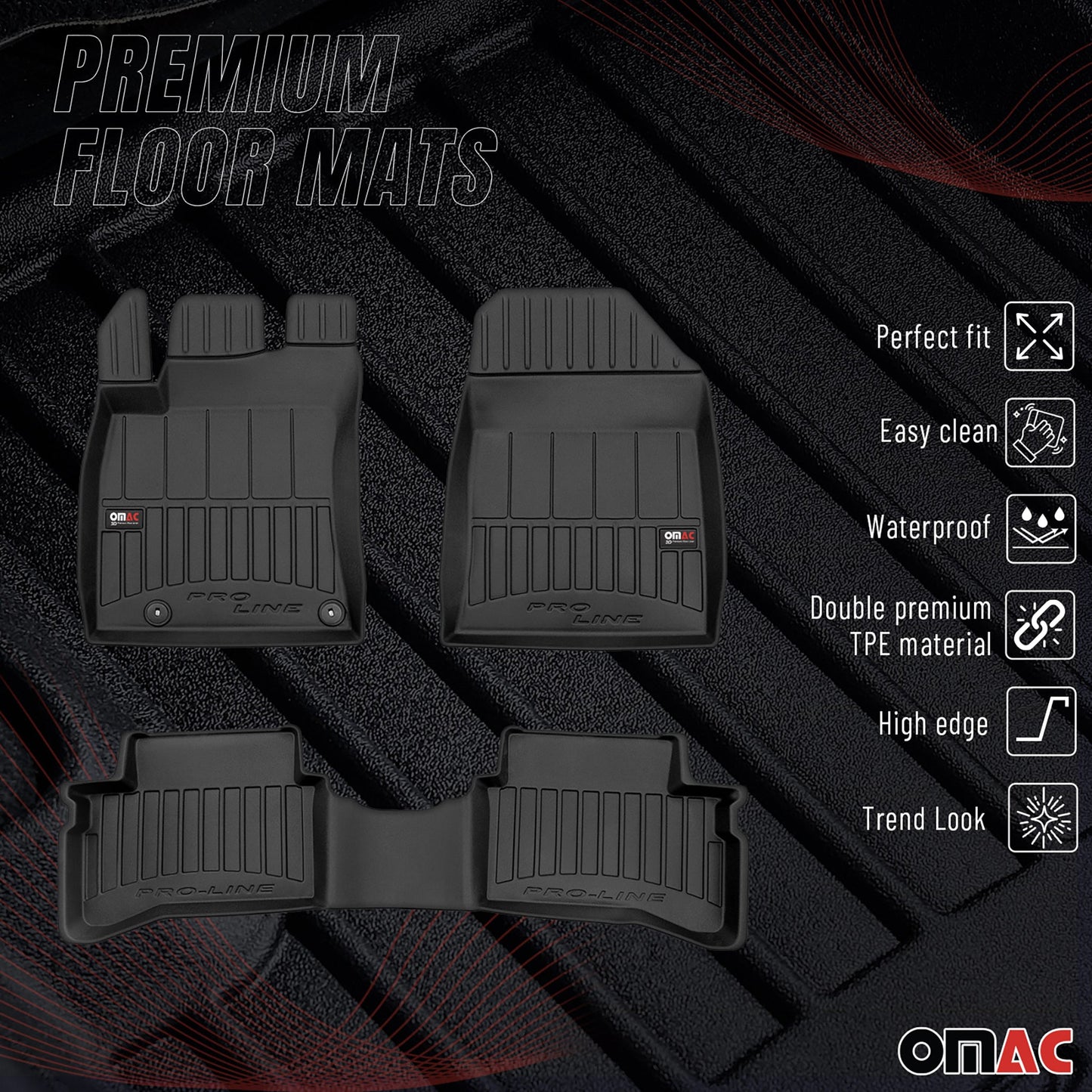 Covorașe auto TPE negre, set 3 piese, pentru Kia XCeed Hybrid 2019-2025