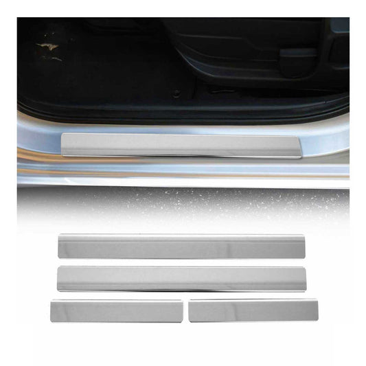 Ornamente prag uși pentru Dacia Sandero 2012-2024, oțel inoxidabil, argintiu, set 4 piese