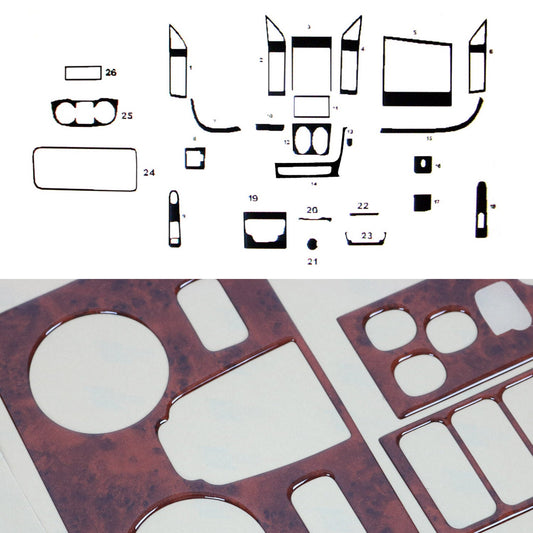 Ornamente interioare cockpit pentru Fiat Ducato 2014-2025, aspect lemn masiv, 26 bucăți