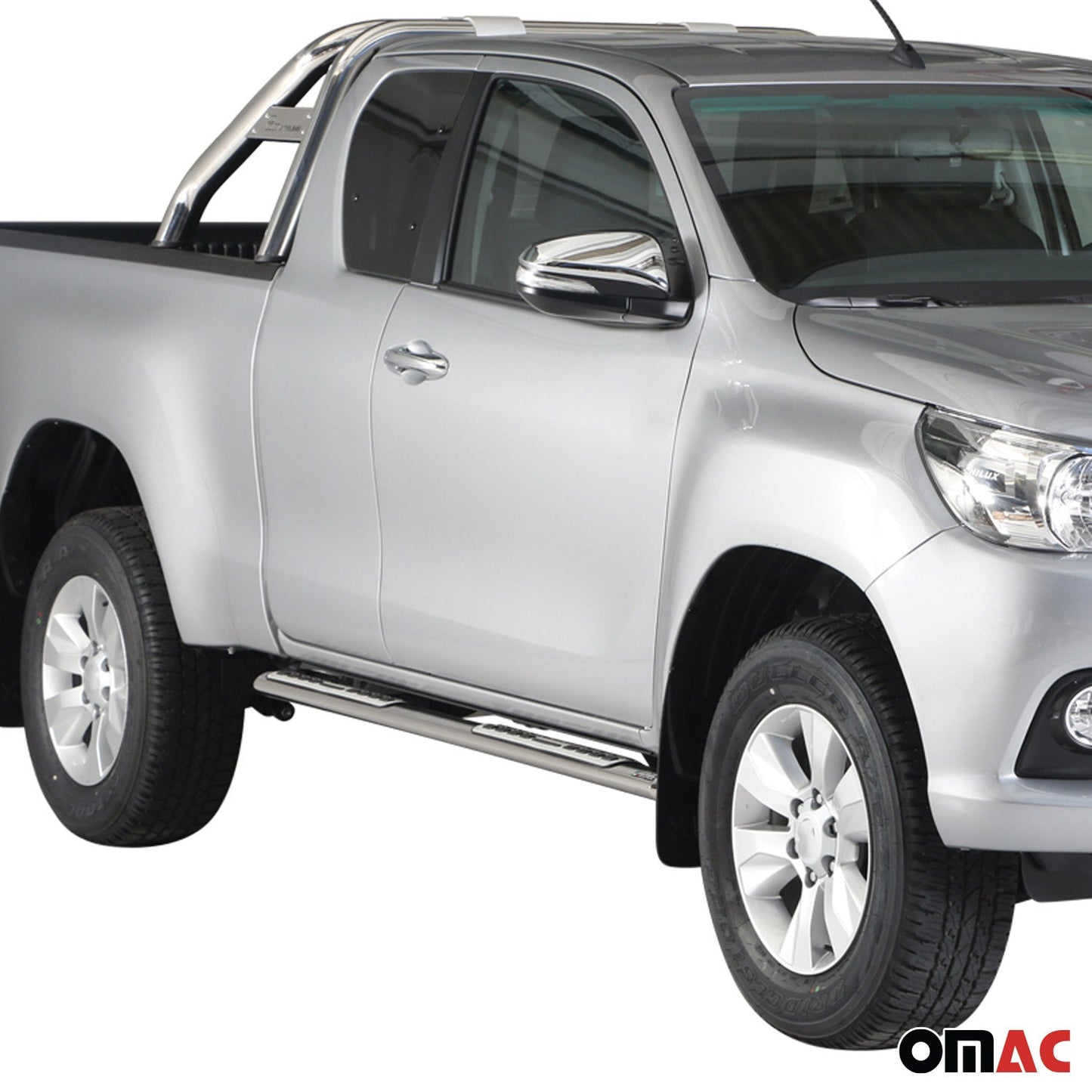 Stahl Seitenschweller Schwellerrohre für Toyota Hilux Extra Cab 2016-2025 Grau