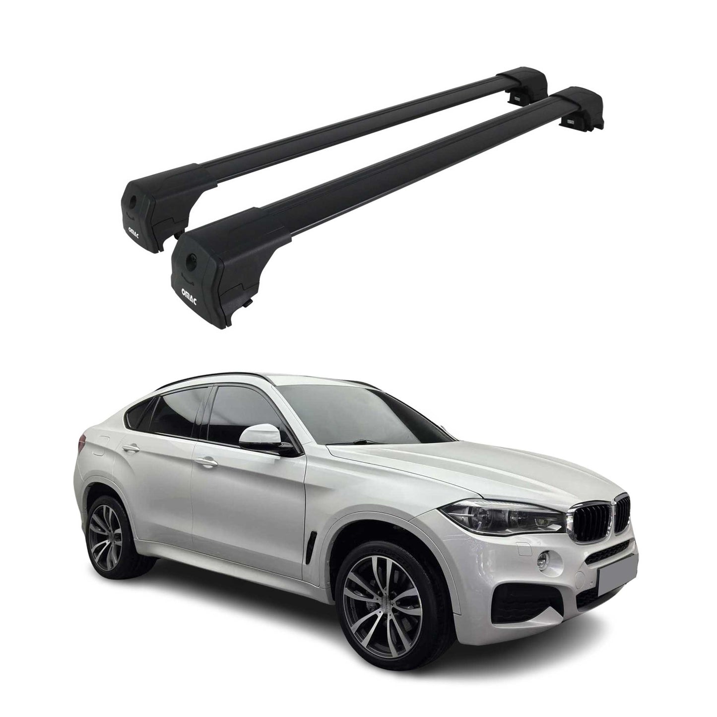 Portbagaj de plafon pentru BMW X6 F16 2014-2019 75kg aluminiu negru 2 buc