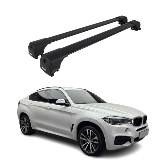 Portbagaj de plafon pentru BMW X6 F16 2014-2019 75kg aluminiu negru 2 buc