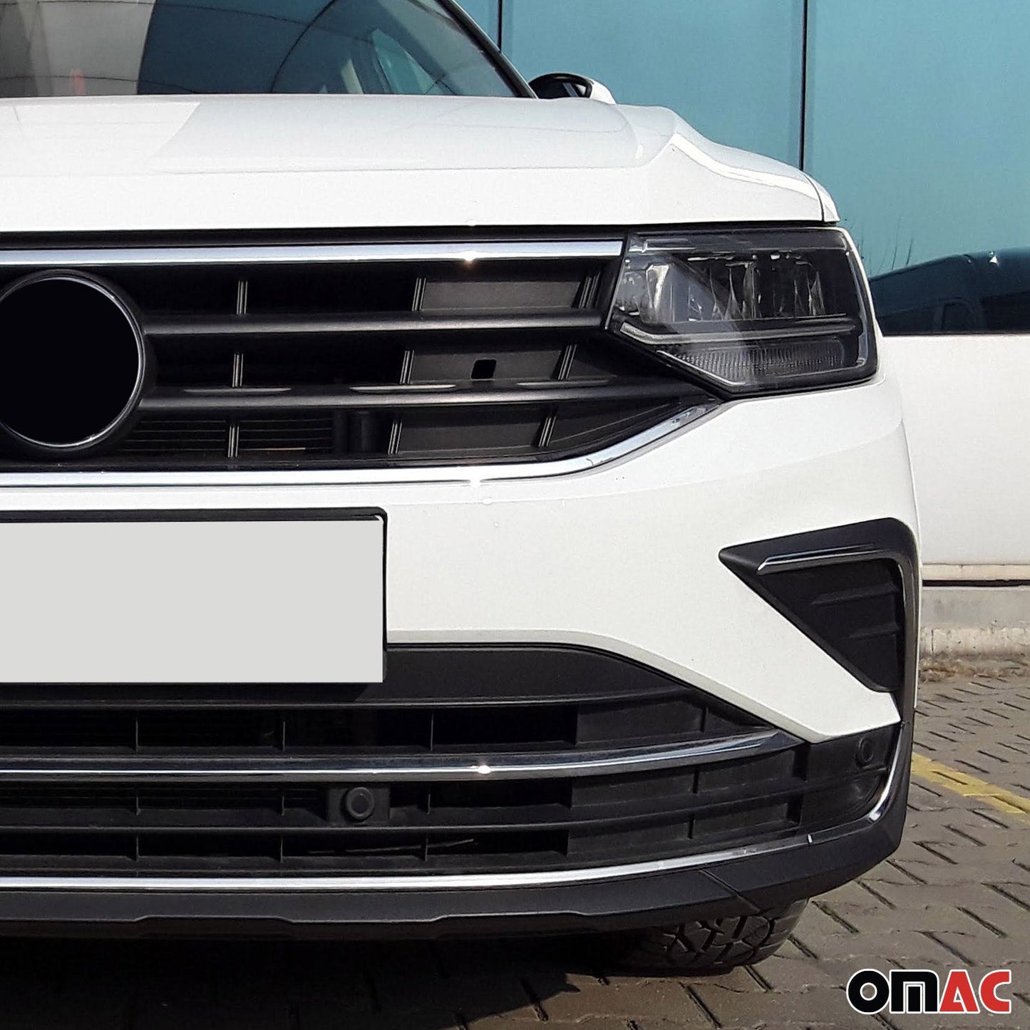 Nebelscheinwerfer Rahmen Umrandung für VW Tiguan 2020-2024 Edelstahl Silber 4tlg