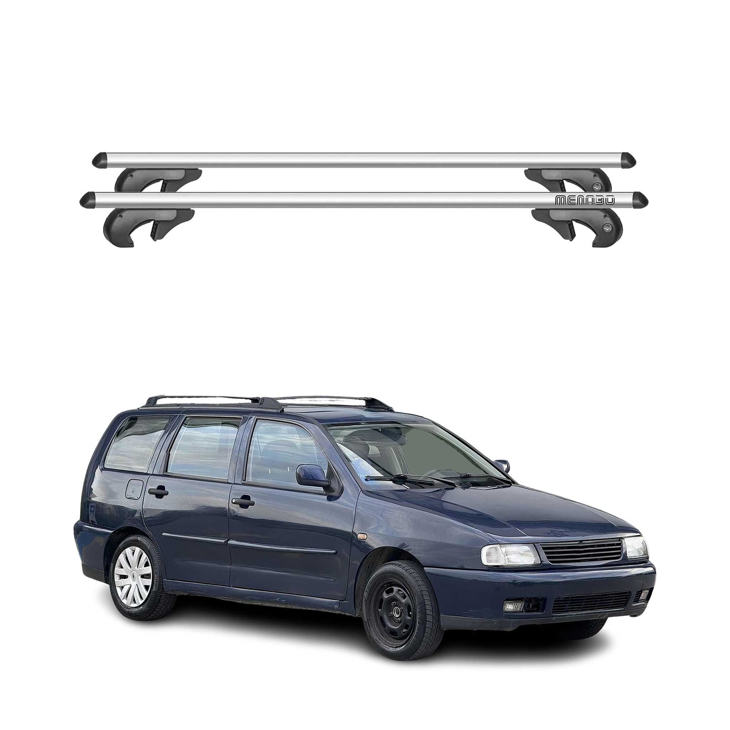 Menabo Dachträger Grundtäger für VW Polo 6N2 Variant 1999-2003 FL 90kg Silber 2x