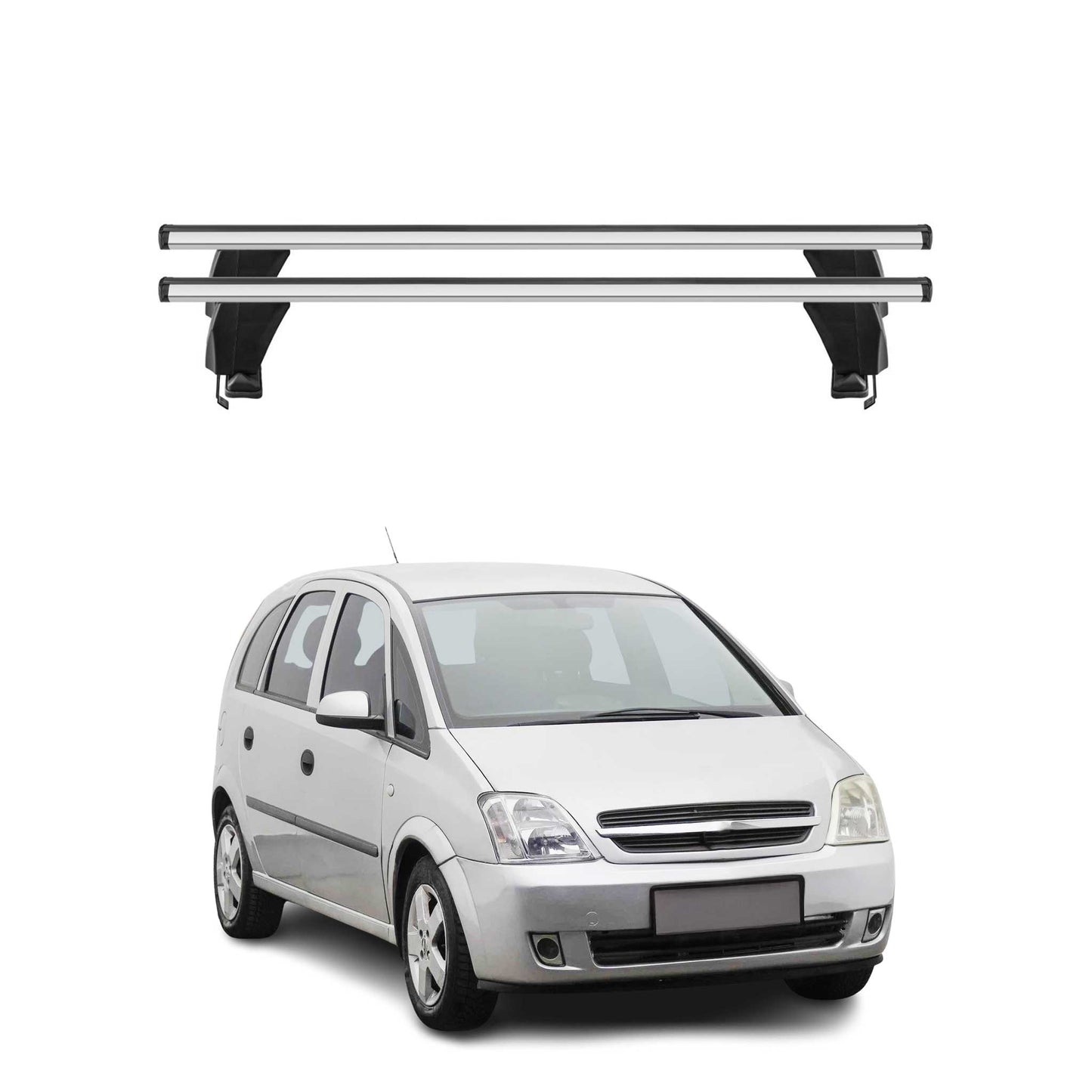 Menabo Dachträger Grundtäger für Opel Meriva 2003-2010 50kg Alu Silber 2 tlg