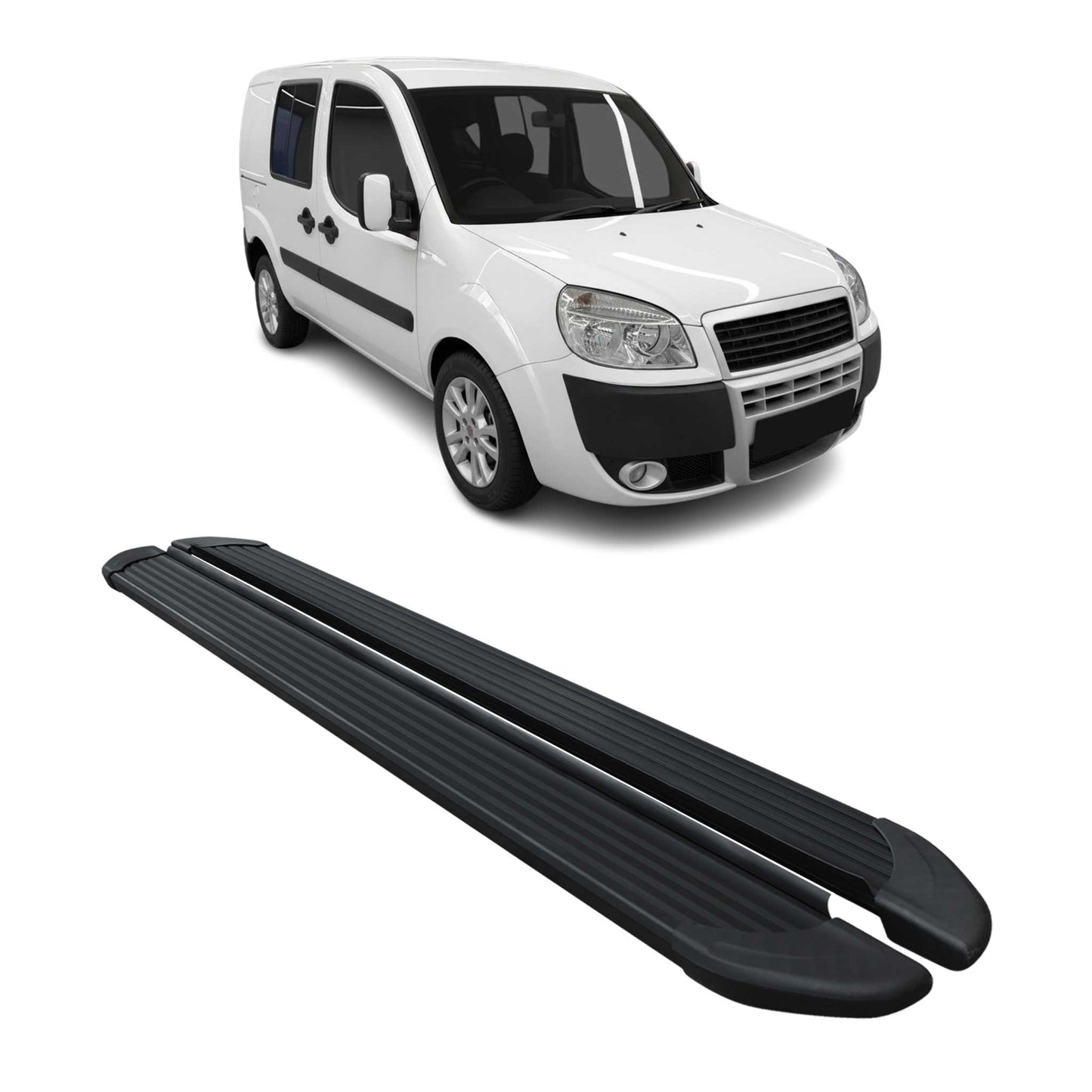 Seitenschweller Trittbretter Schweller für Fiat Doblo L1 2000-2010 Alu Schwarz