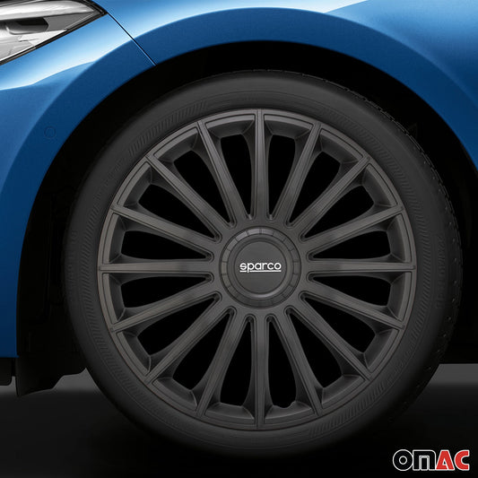 Radkappen Radzierblenden Sparco Treviso 14" Zoll Auto Abdeckung Set Schwarz 4x