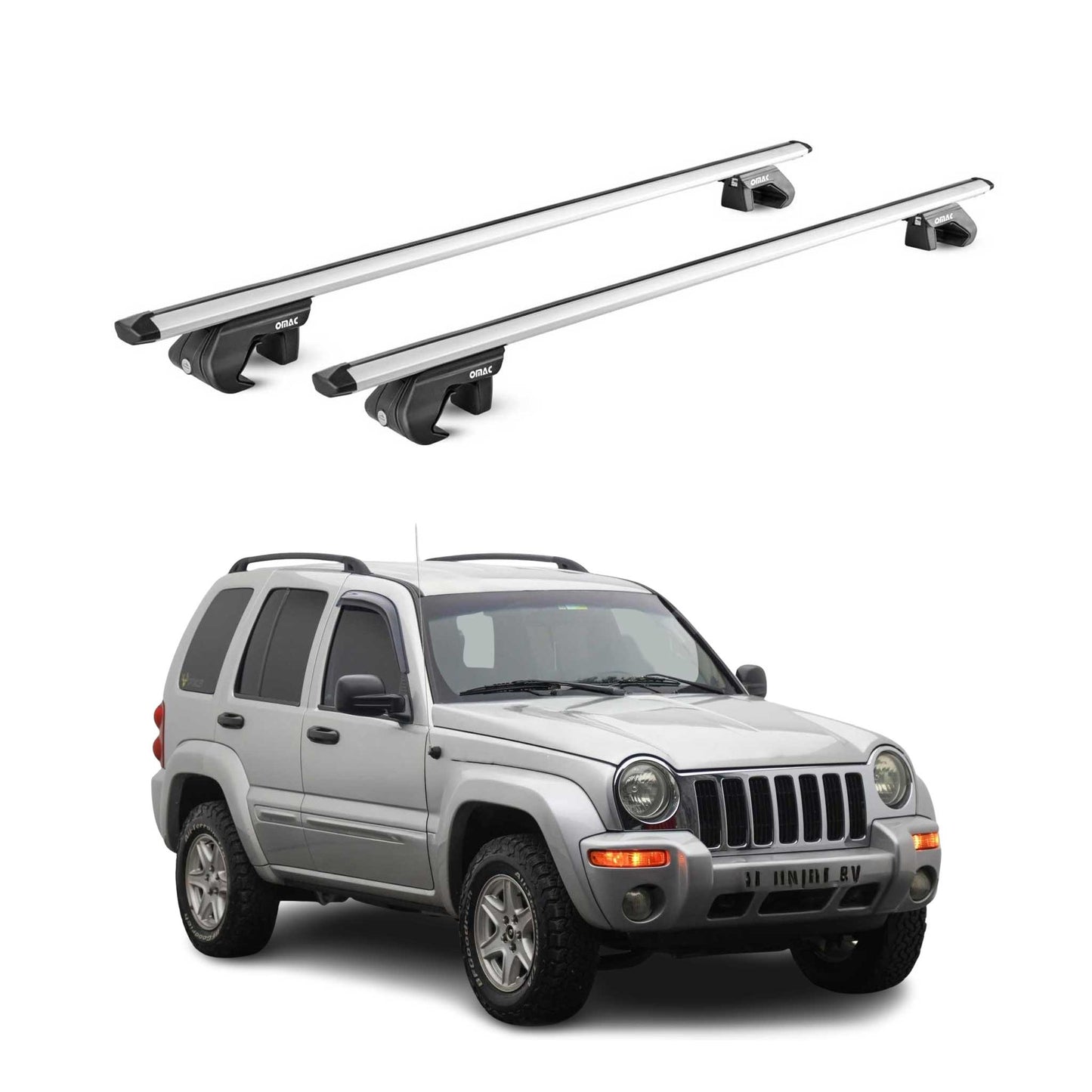 Dachträger Grundtäger für Jeep Cherokee KJ KK 2002-2013 5tür 90kg Alu ABE Silber