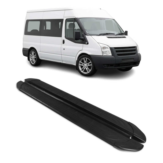 Trittbretter Seitenschweller für Ford Transit 2006-2014 L2 Aluminium Schwarz 2x
