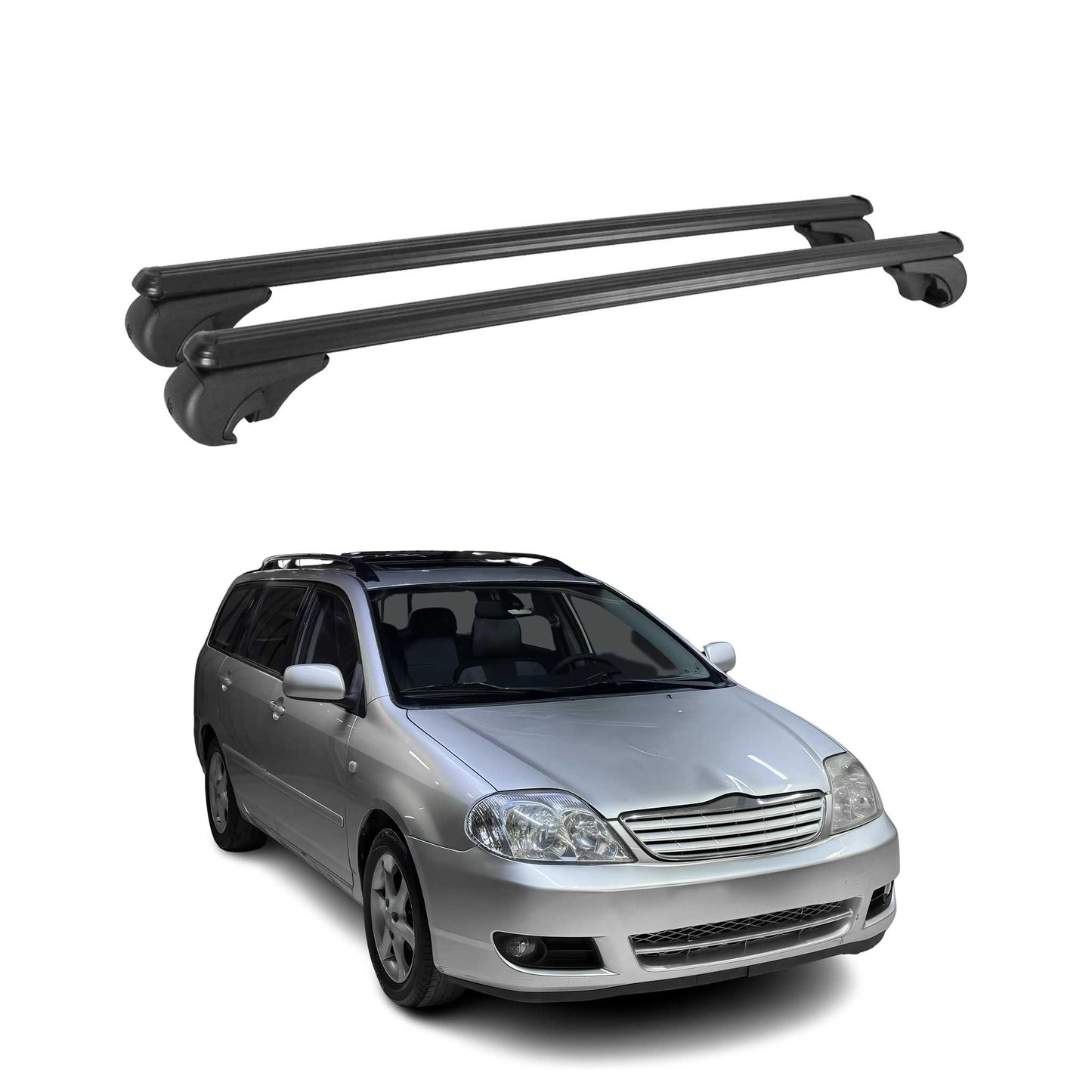Portbagaj plafon pentru Toyota Corolla Verso 2001-2009, portbagaj, aluminiu, negru, 2x