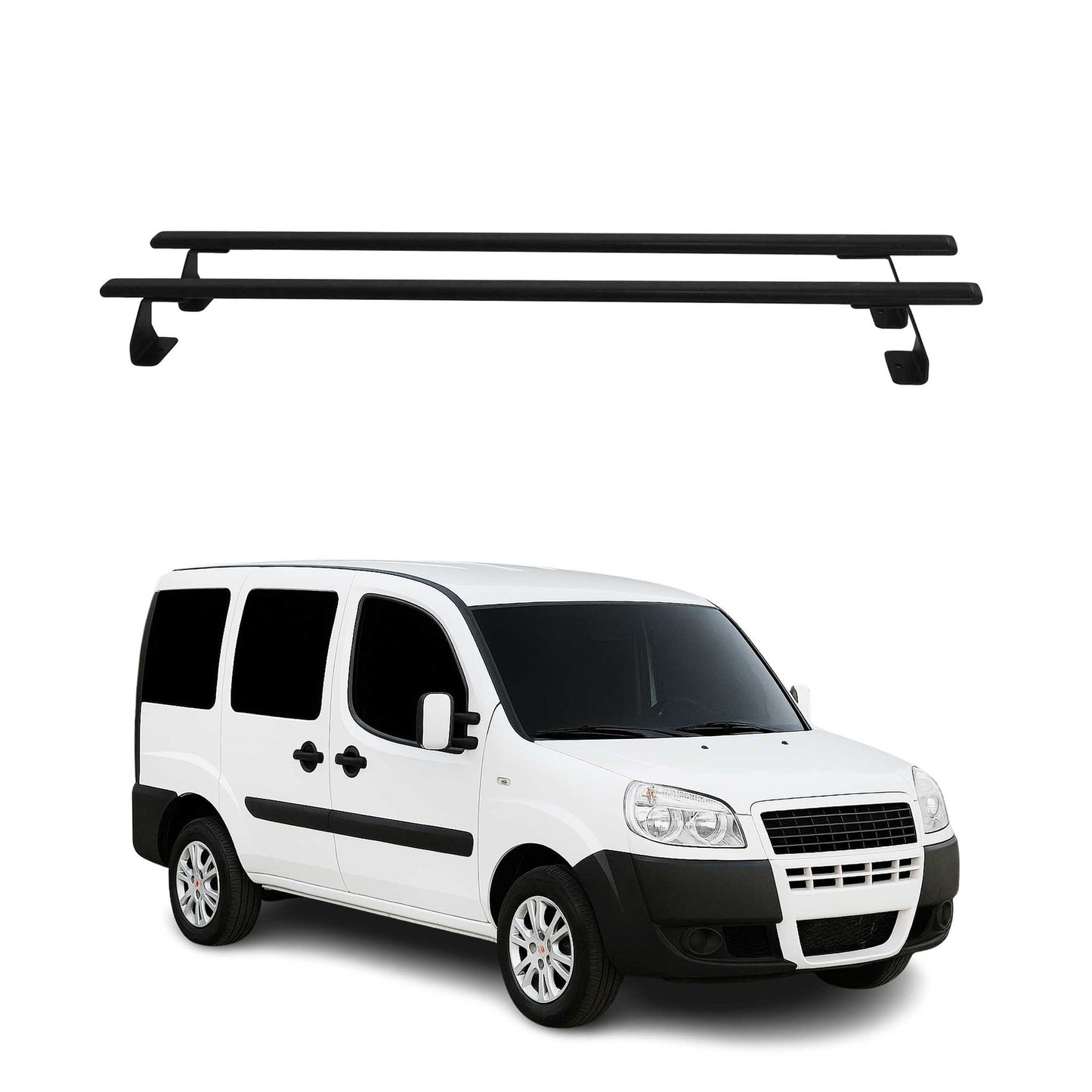 Dachträger Grundtäger für Fiat Doblo 2000-2010 75kg Stahl Schwarz 2 tlg