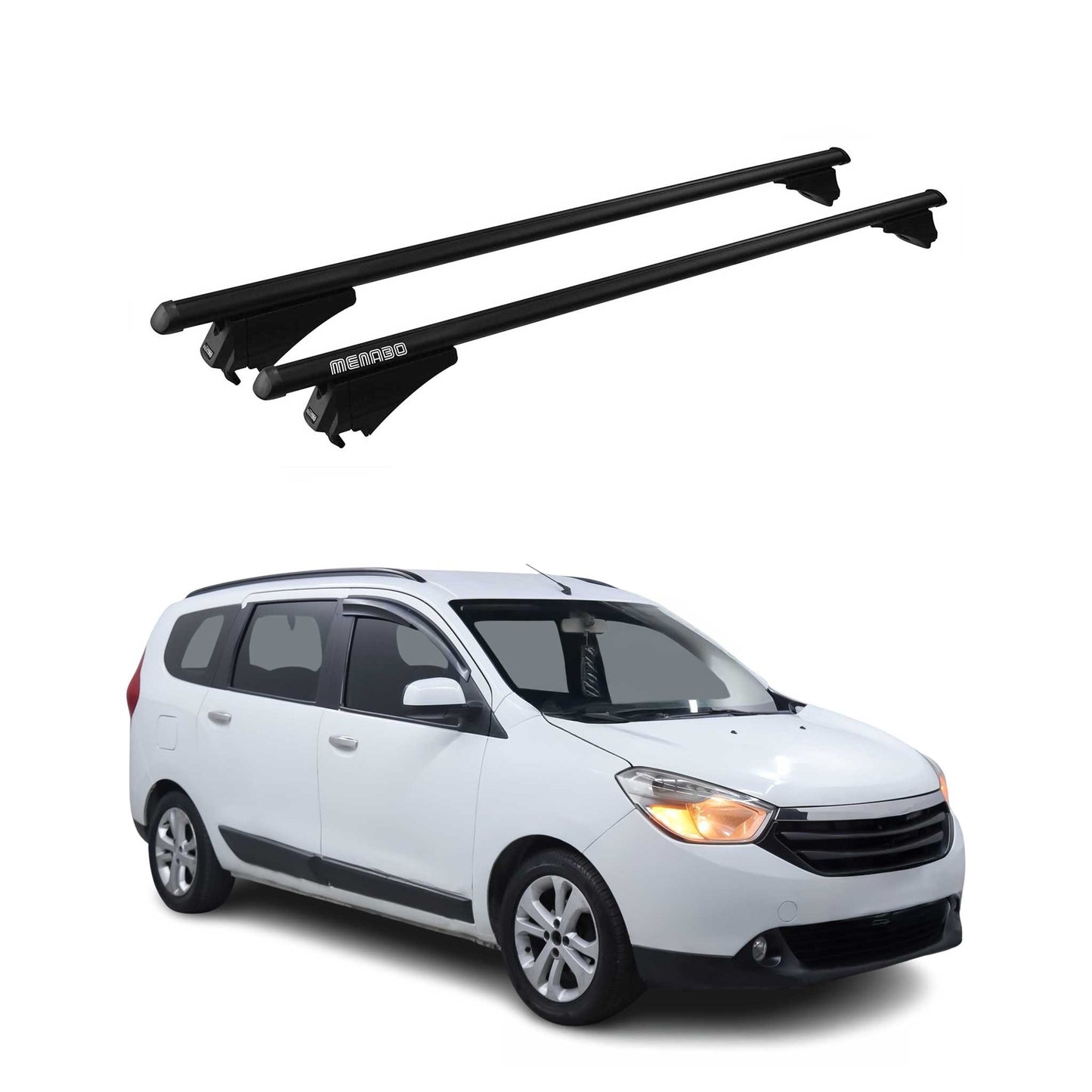 Menabo Dachträger Grundtäger für Dacia Lodgy 2012-2022 75kg Alu Schwarz 2 tlg