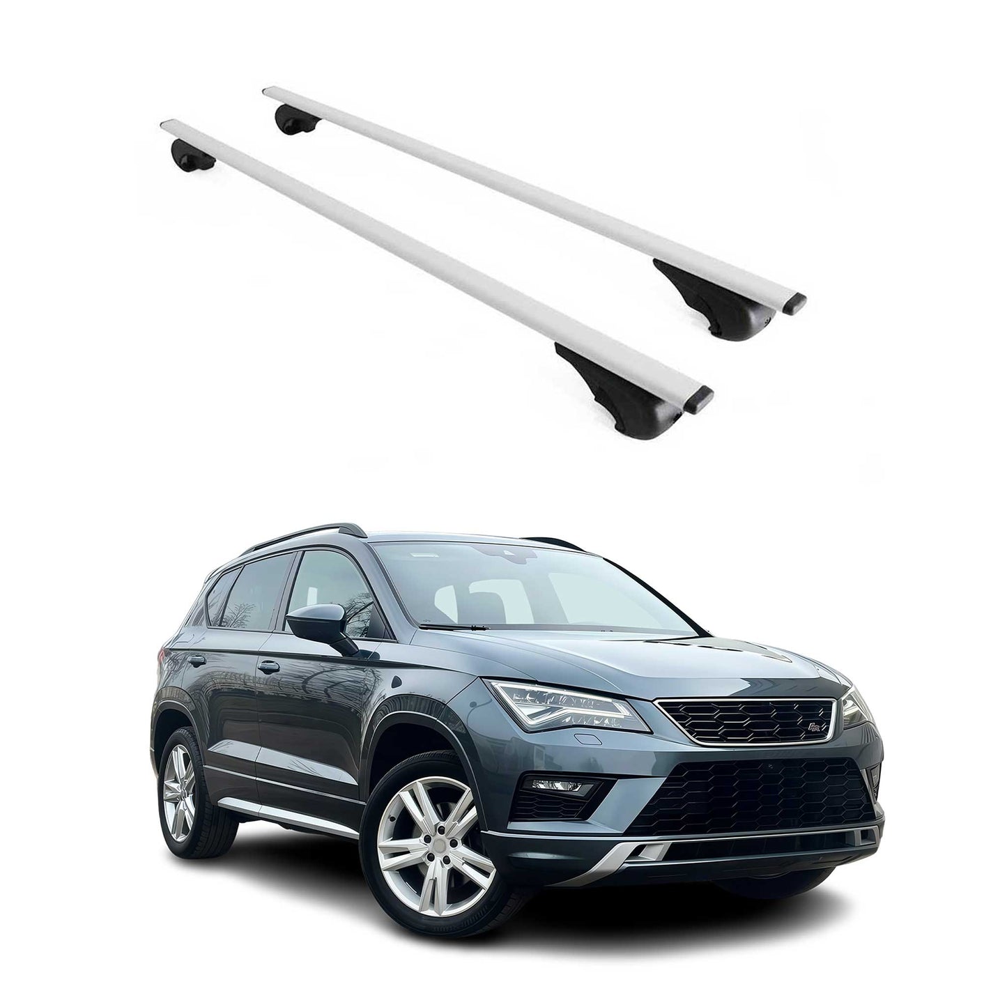 Portbagaj de plafon pentru Seat Ateca 2016-2025 75kg metal argintiu 2 buc