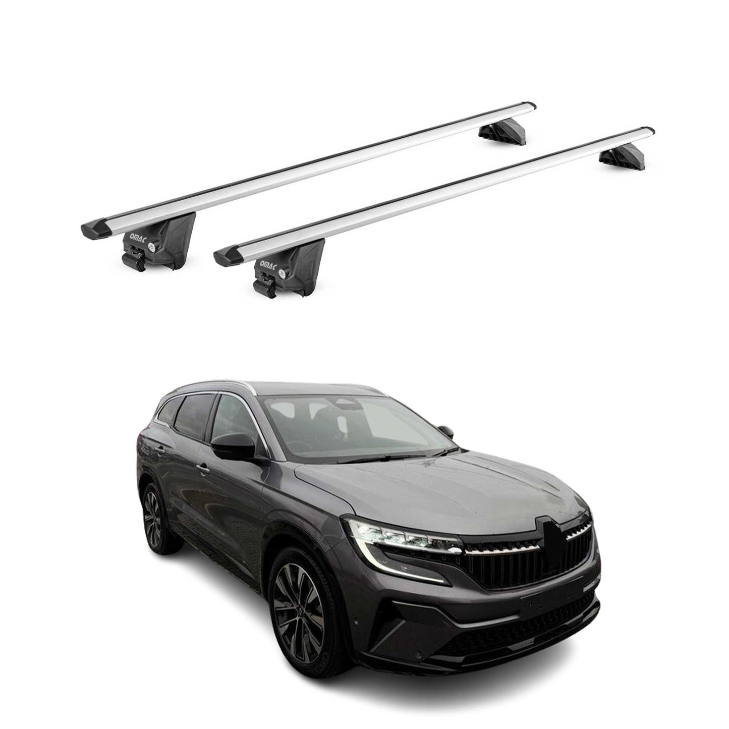 Portbagaj de plafon pentru Renault Espace 2023-2025 100kg aluminiu argintiu 2 piese ABE