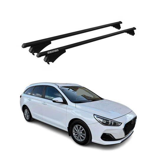 Bagażnik dachowy Menabo Base Carrier do Hyundai i30 Wagon 2016-2020 ABE Aluminium Czarny 2x
