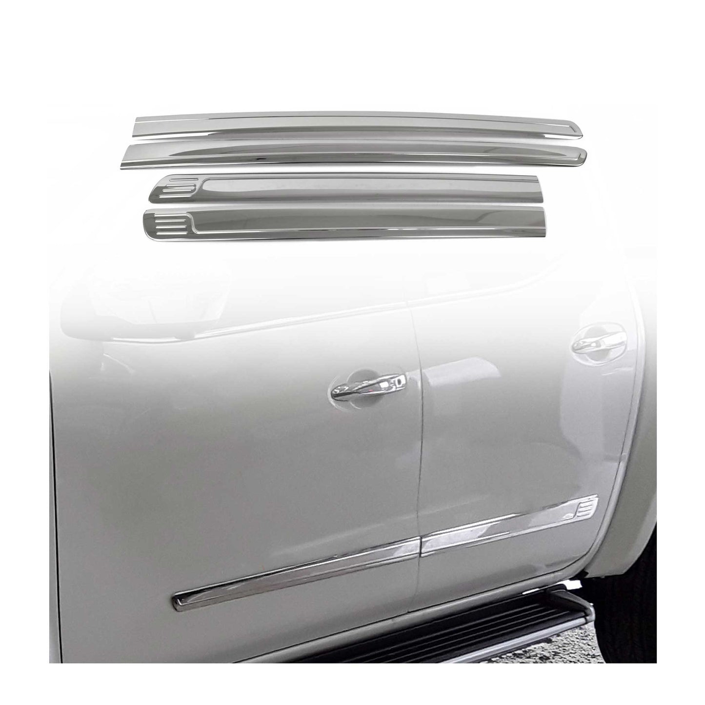 Seitentürleiste Türleisten Türschutzleiste für Toyota Hilux 2006-2015 Chrom 4x