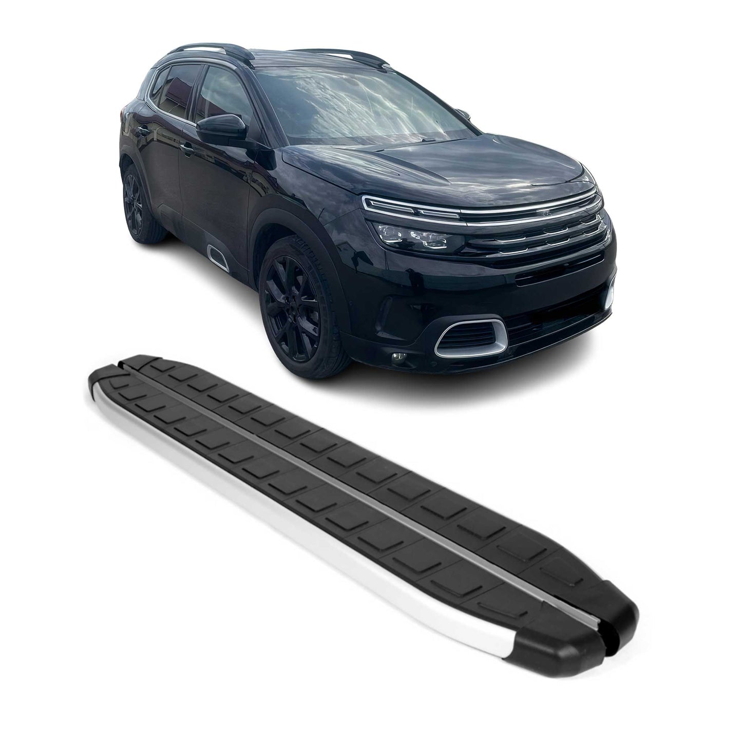 Schweller Seitenbretter Trittbretter für Citroen C5 Aircross 2018-25 Alu Schwarz
