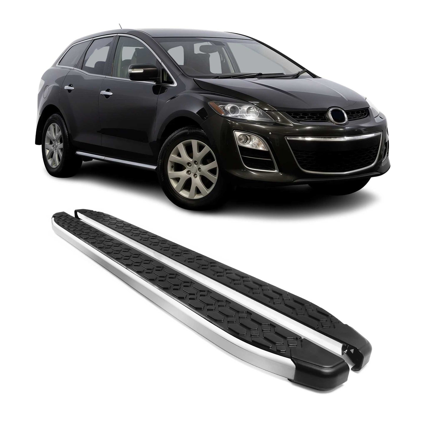 Alu Trittbretter Seitenschweller für Mazda CX-7 2006-2012 Schwarz Silber 2tlg