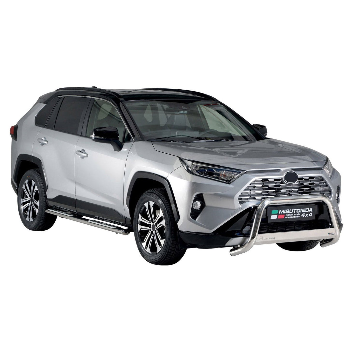 Praguri/praguri laterale din oțel inoxidabil pentru Toyota RAV4 Hybrid 2019-2025, argintii