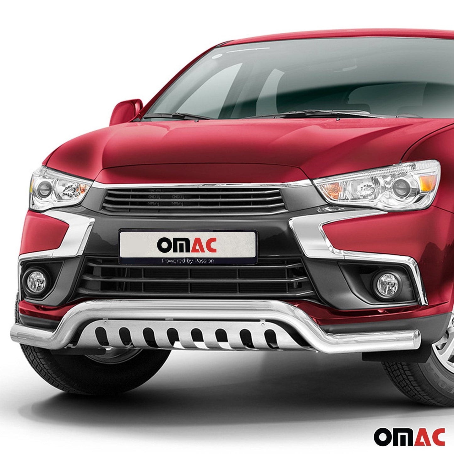 Bară de protecție/buton față pentru Mitsubishi ASX 2017-2022, argintie cu ABE (omologare de tip germană), oțel
