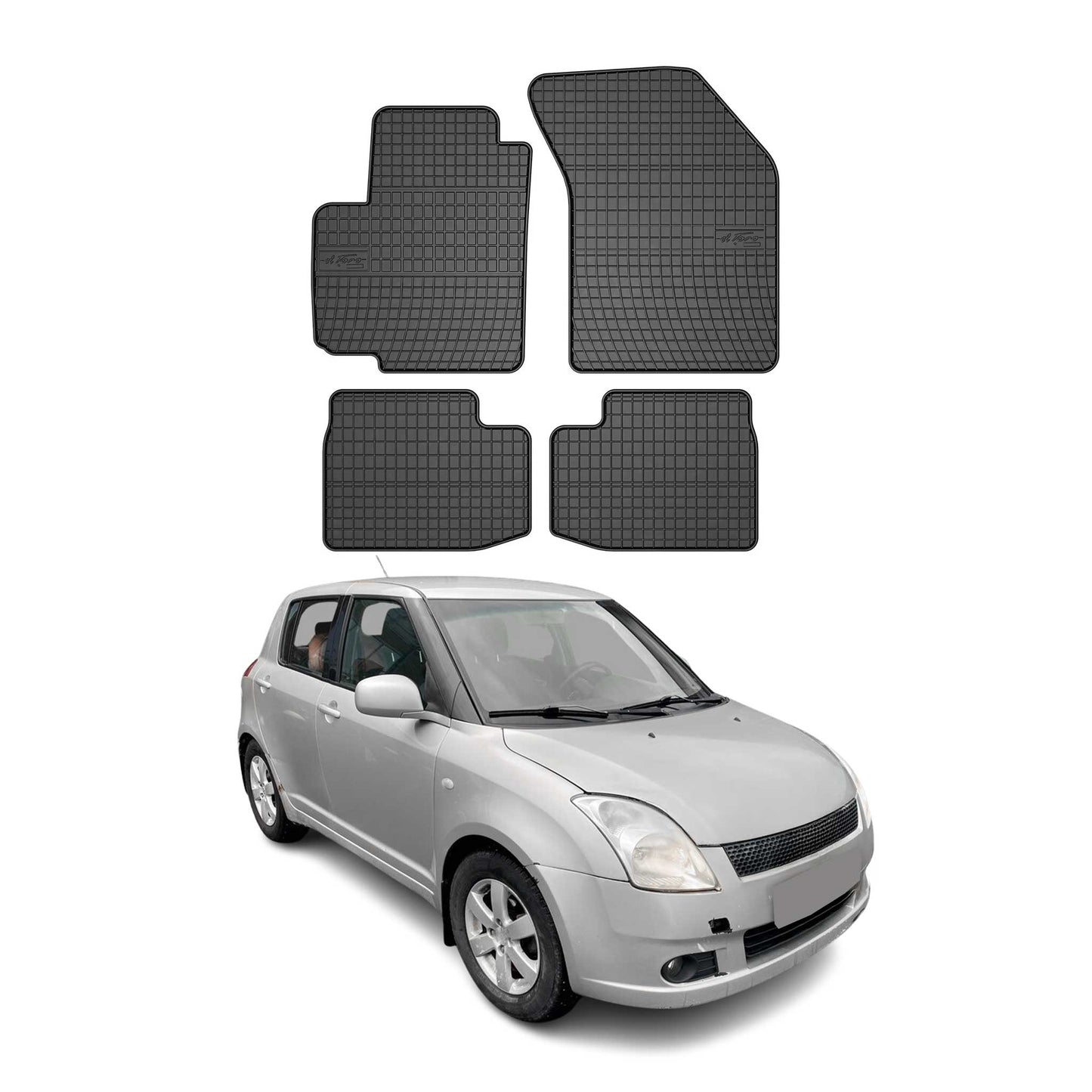 OMAC Gummi Fußmatten für Suzuki Swift 2005-2010 Automatten Gummi TPE Schwarz 4x