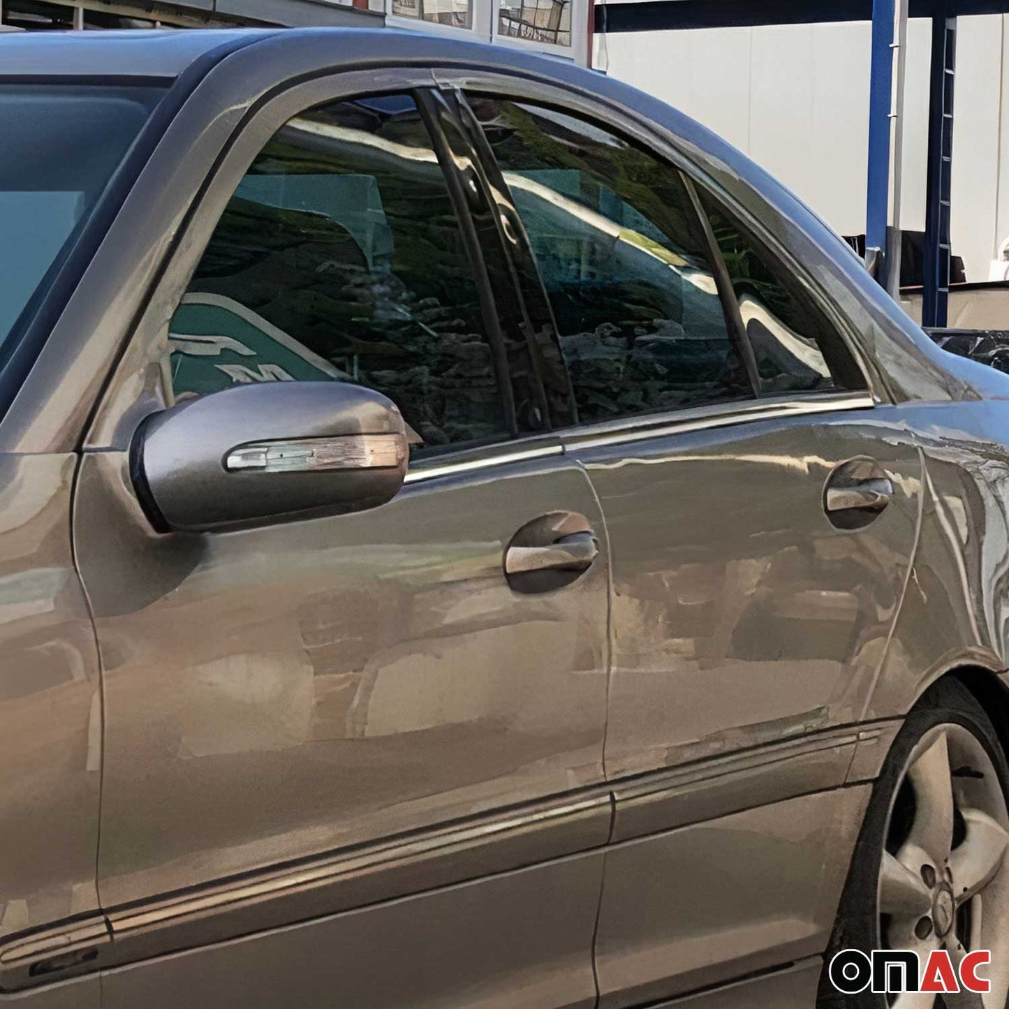 Benzi decorative pentru geamuri pentru Mercedes Clasa C W203 2000-2007, oțel inoxidabil, 4 bucăți