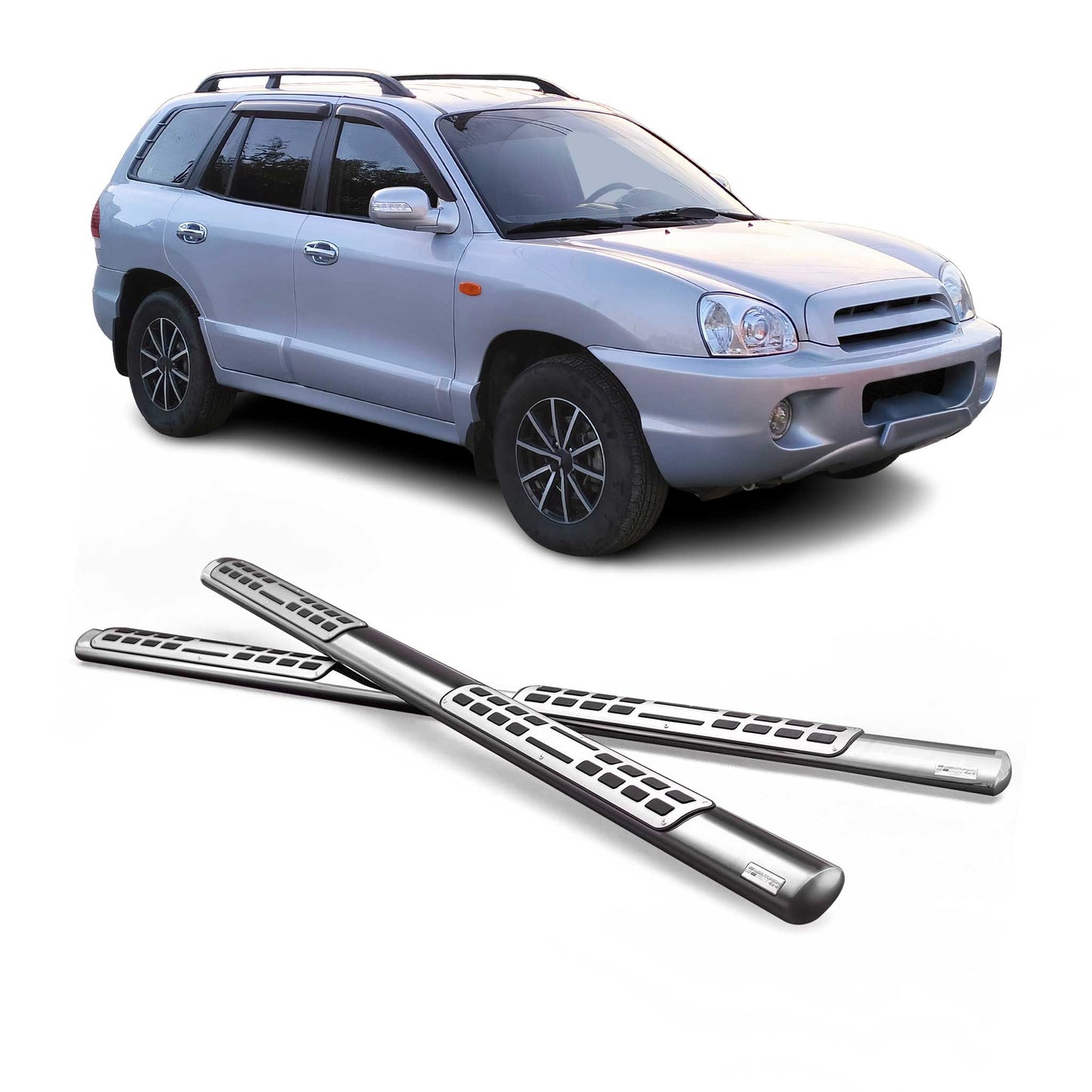 Edelstahl Seitenschweller Schwellerrohre für Hyundai Santa Fe 2006-2009 Silber