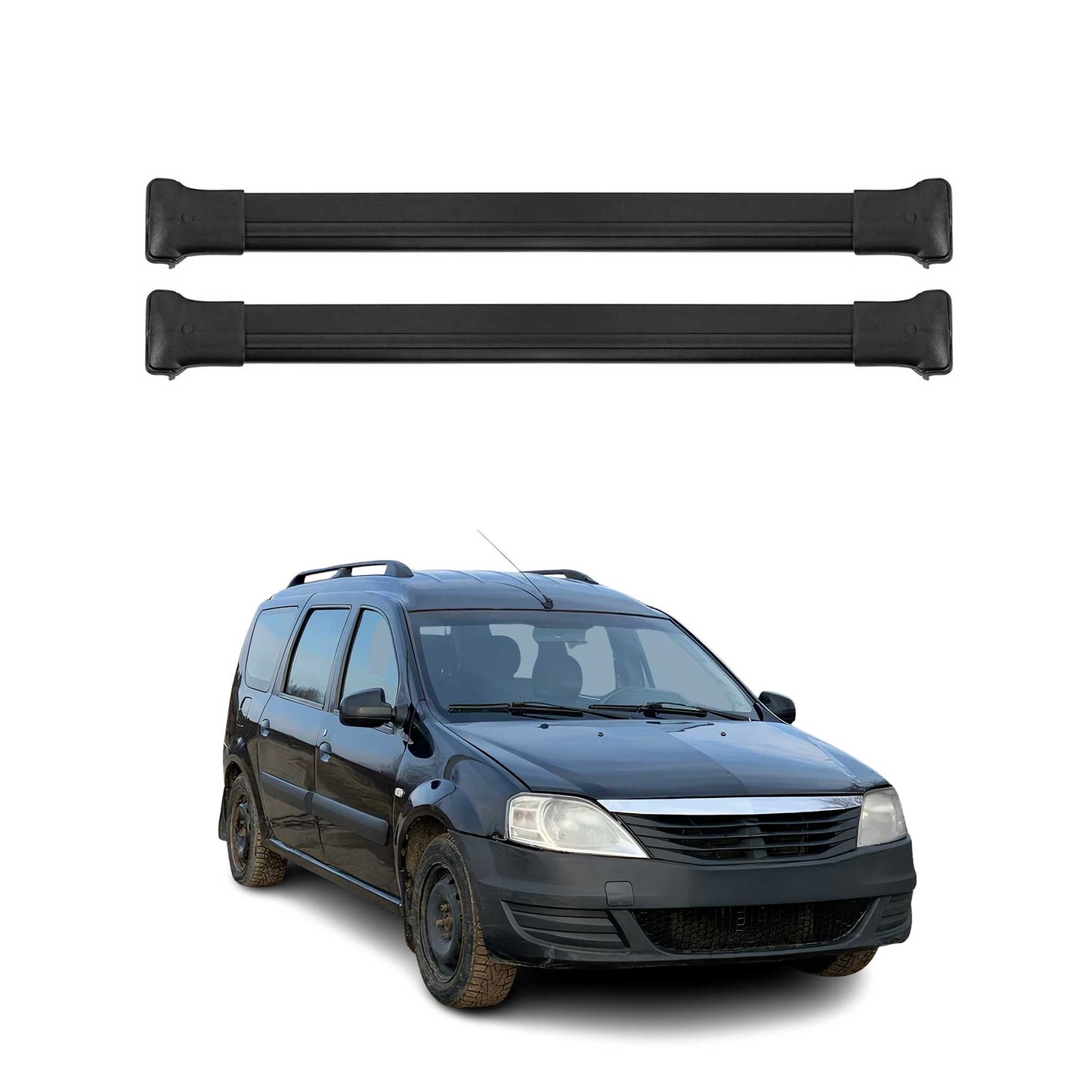 Portbagaj de plafon pentru Dacia Logan MCV mk1 2006-2012 75kg aluminiu negru 2 buc