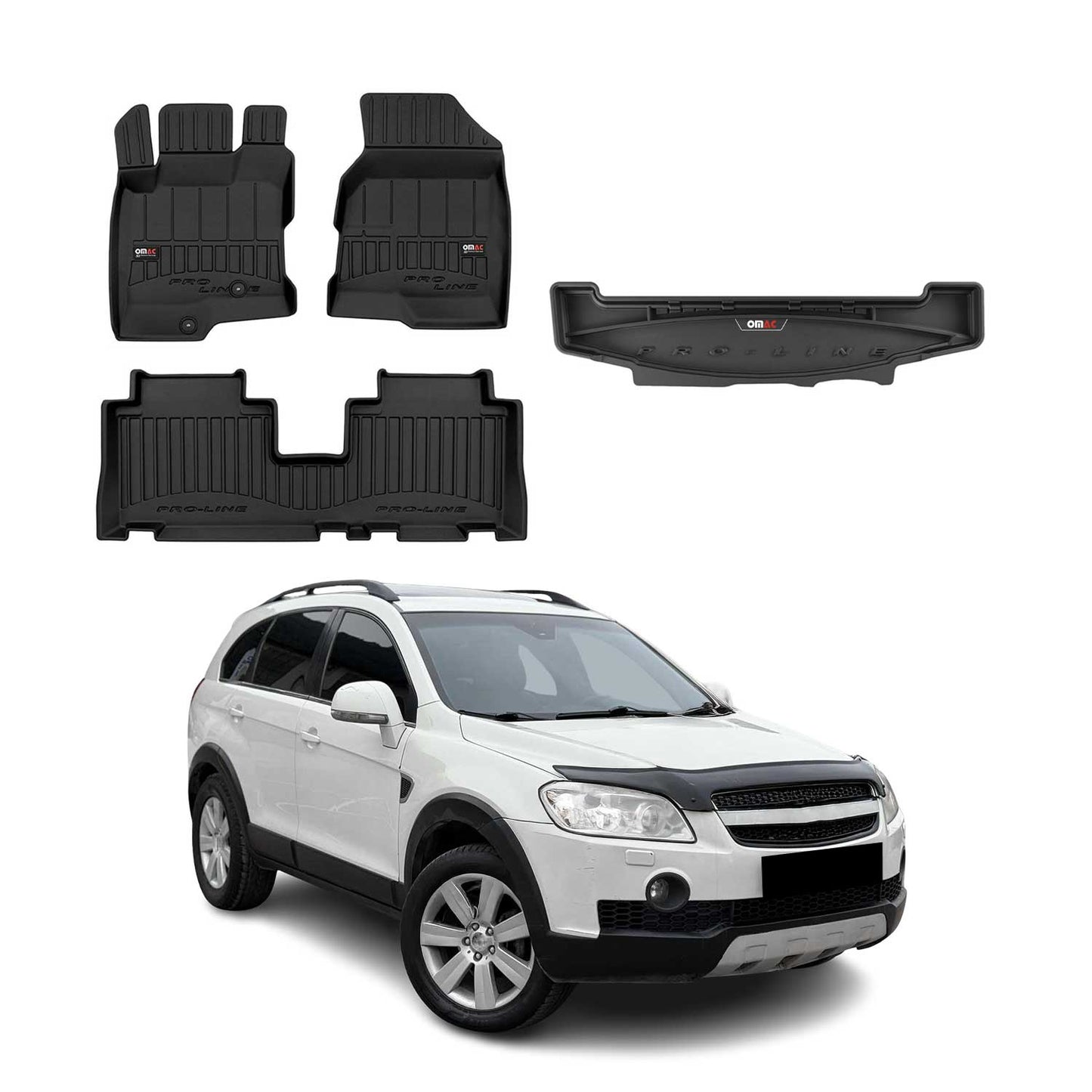 OMAC Fußmatten & Kofferraumwanne für Chevrolet Captiva 2006-2018 3.Reihe Gummi