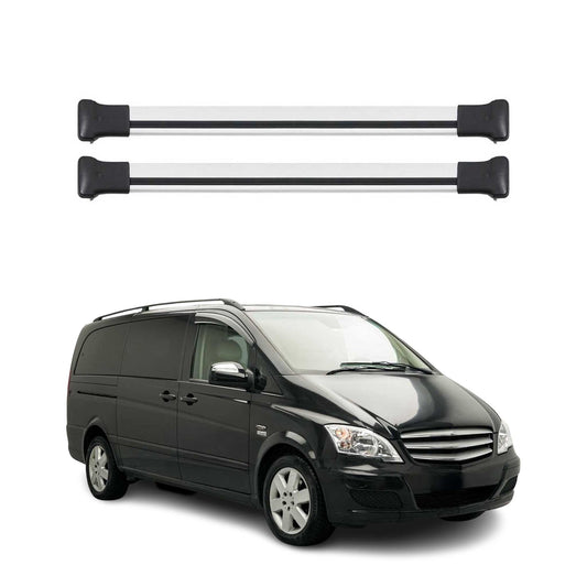 Portbagaj de plafon pentru Mercedes Vito Viano W639 2003-2014 75kg aluminiu argintiu 2x