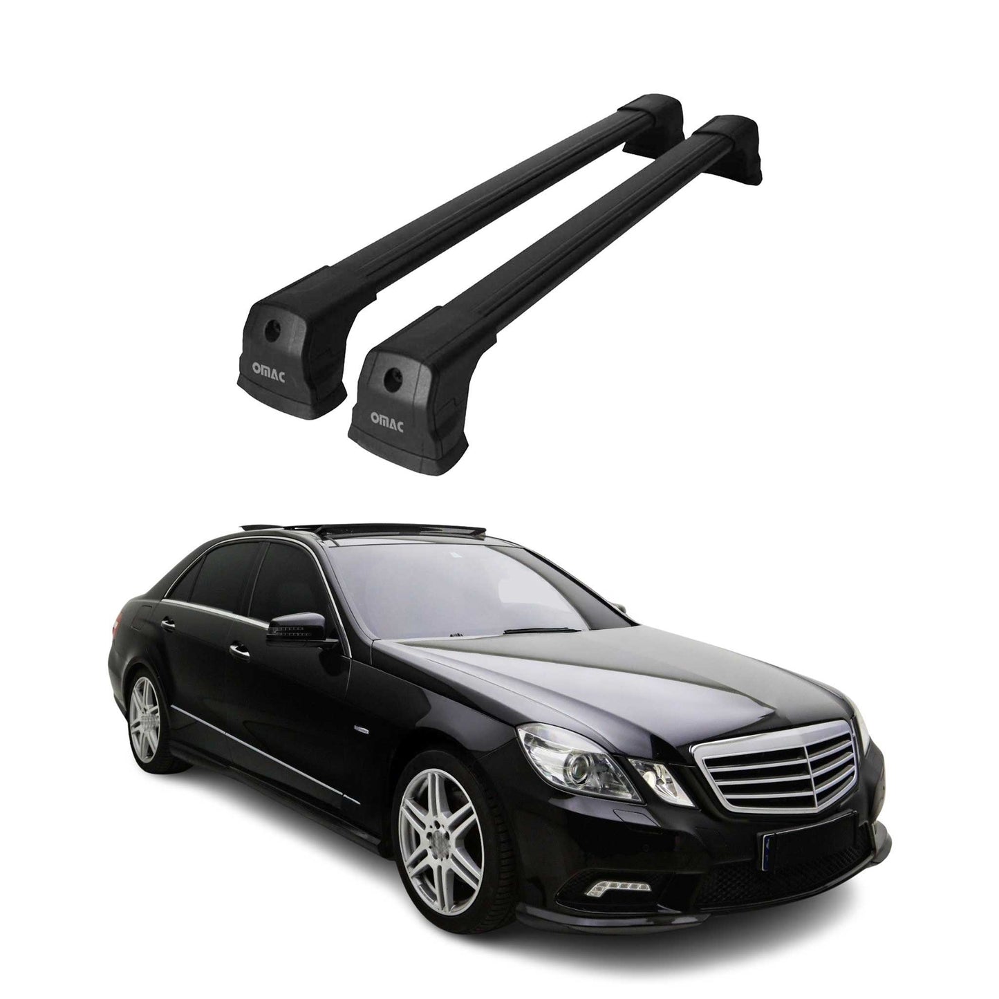 2009-2016 Mercedes E Klasse W212 Dachträger Gepäkträger Schwarz Alu 2 tlg