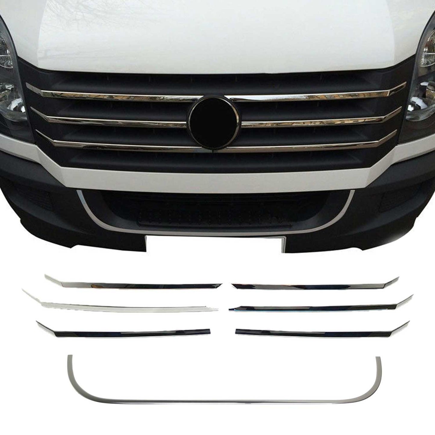 Benzi decorative grilă radiator pentru VW Crafter 2012-2017, oțel inoxidabil, argintiu, 6 bucăți