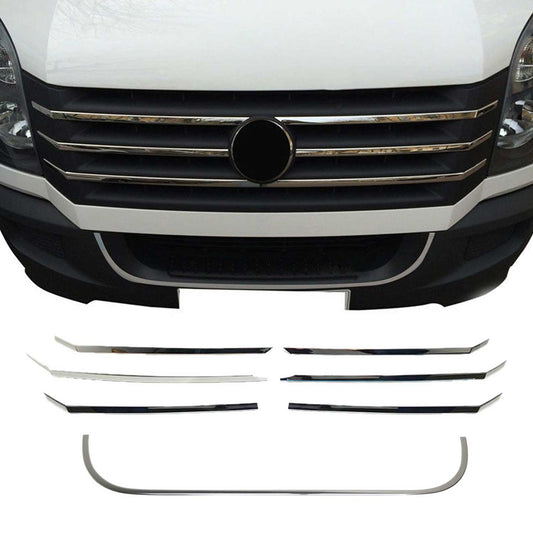 Benzi decorative grilă radiator pentru VW Crafter 2012-2017, oțel inoxidabil, argintiu, 6 bucăți