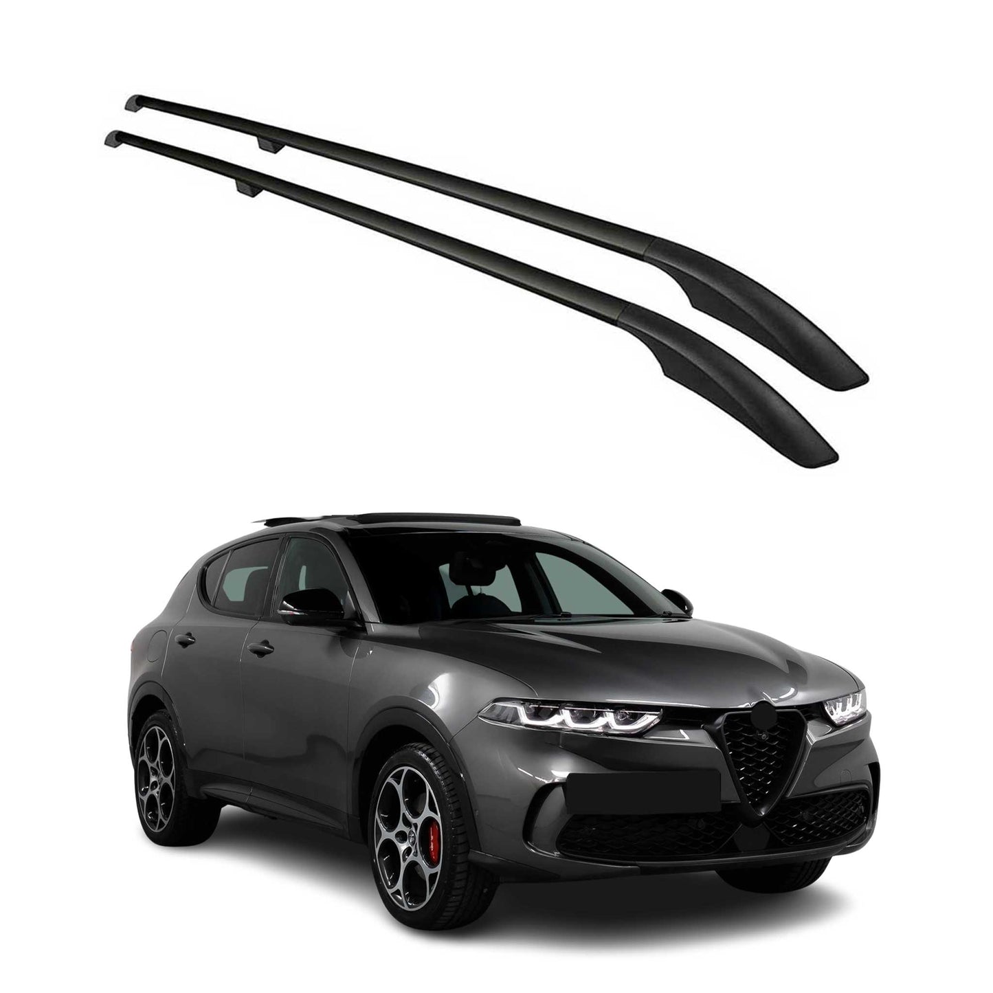 Dachreling Dachgepäckträger für Alfa Romeo Tonale 2022-2025 Alu Schwarz