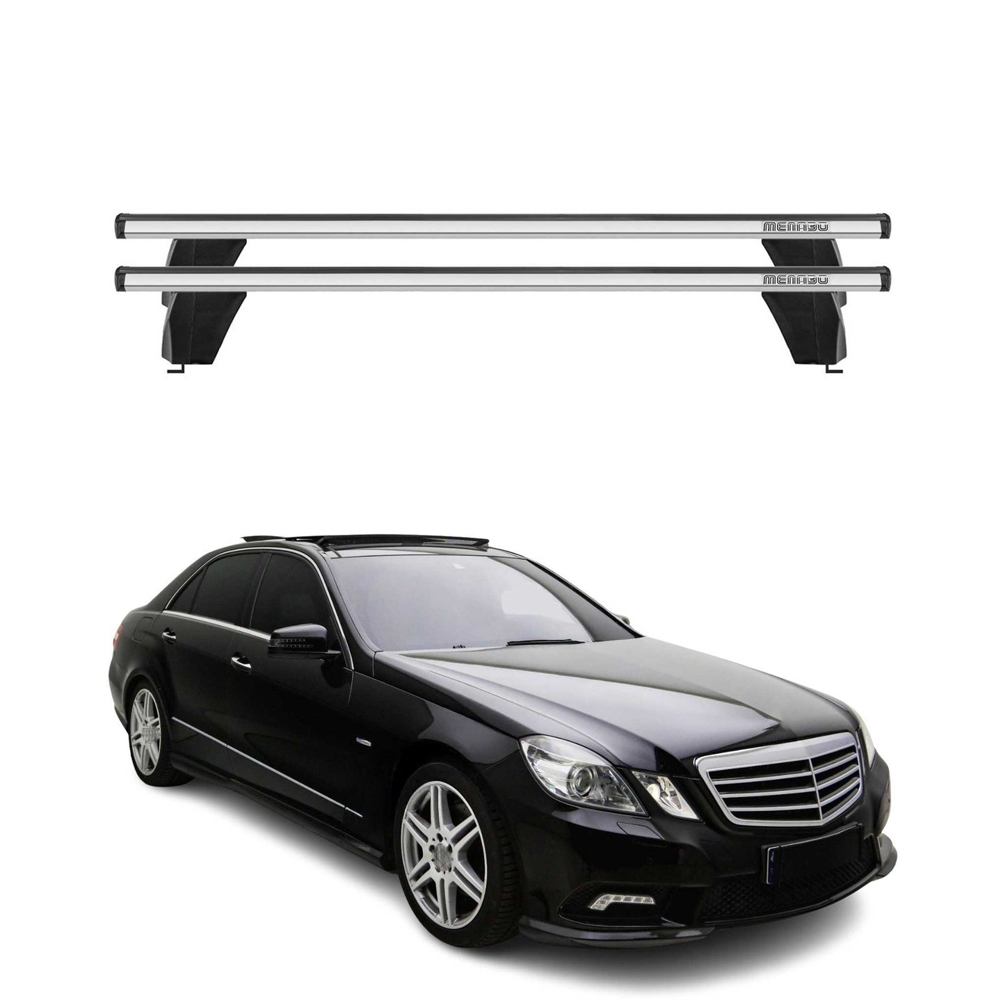 Menabo Dachträger für Mercedes E Klasse W212 Limo 2009-2013 75kg Alu Silber 2x