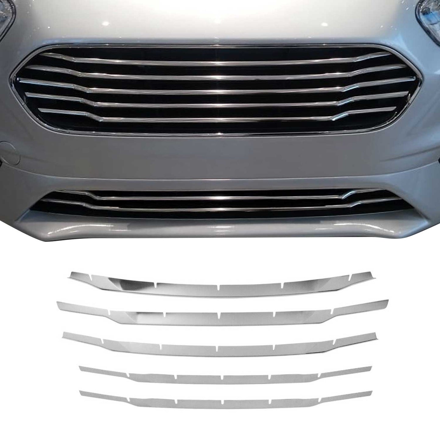 Benzi decorative grilă auto pentru Ford Tourneo Transit Courier 2018-2024, crom închis, 5x