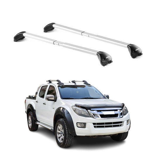 Portbagaj de plafon pentru Isuzu D-Max 2012-2019 4 uși 100 kg aluminiu argintiu 2 piese ABE