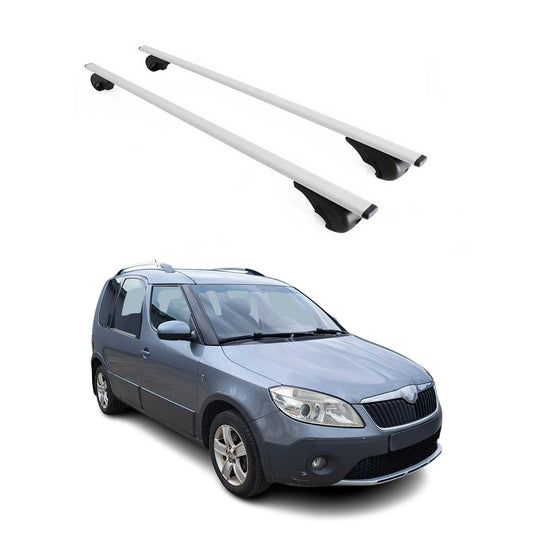 Portbagaj de plafon pentru Skoda Roomster 2006-2015 75kg metal argintiu 2 buc