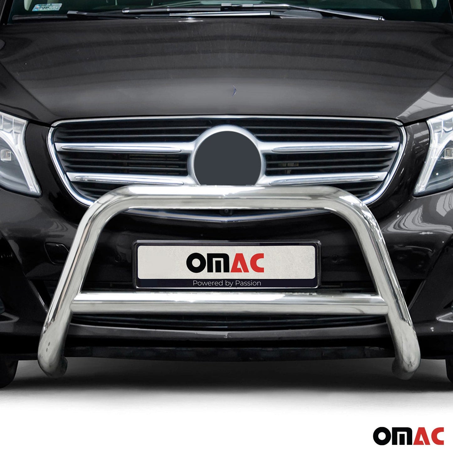 Bară de protecție/buton față pentru Mercedes Clasa 2014-2025, omologată ABE, oțel, argintiu