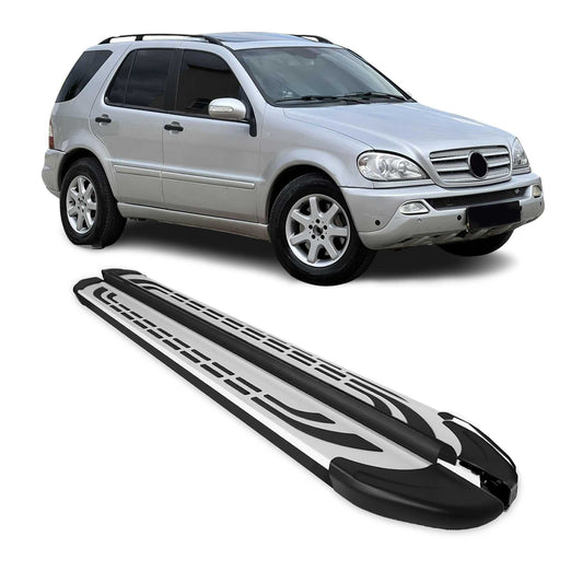 Trittbretter Schweller Seitenbretter für Mercedes M Klasse 1998-2005 Schwarz Alu